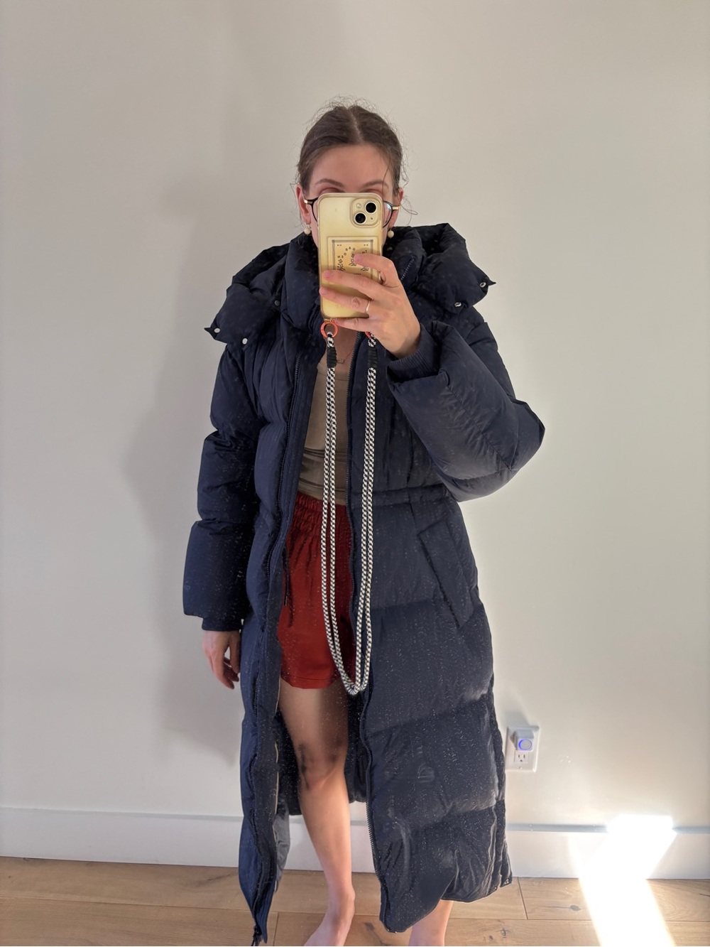 Gant Long Navy Puffer Coat with Hood - Women